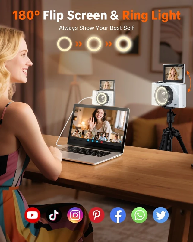 Alt view image 2 of 7 - 4K Digital Camera for Photography,Flip Screen Digital Camera for Kids
