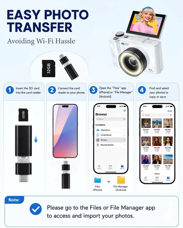 Alt view image 4 of 7 - 4K Digital Camera for Photography,Flip Screen Digital Camera for Kids