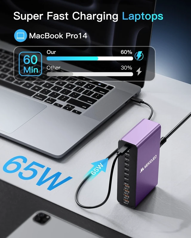 Alt view image 3 of 6 - 12 Ports Aluminum Alloy 380W Charging Station USB C Charger Block
