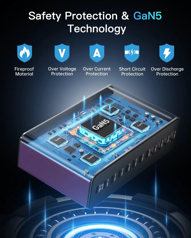 Alt view image 5 of 6 - 12 Ports Aluminum Alloy 380W Charging Station USB C Charger Block