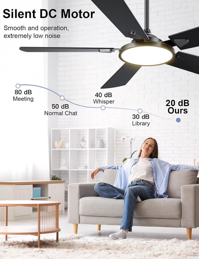 Alt view image 2 of 7 - 52 Inch Ceiling Fans with Lights and Remote/APP Control