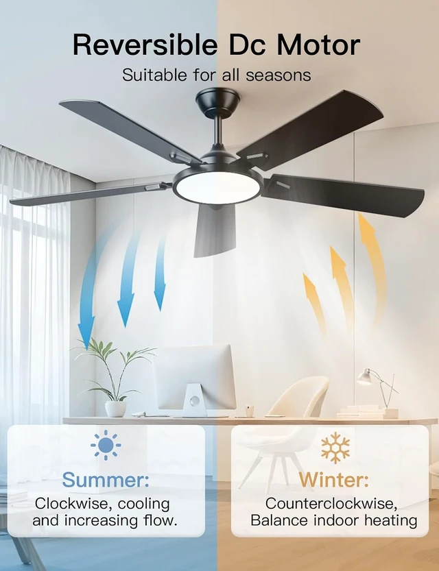 Alt view image 4 of 7 - 52 Inch Ceiling Fans with Lights and Remote/APP Control