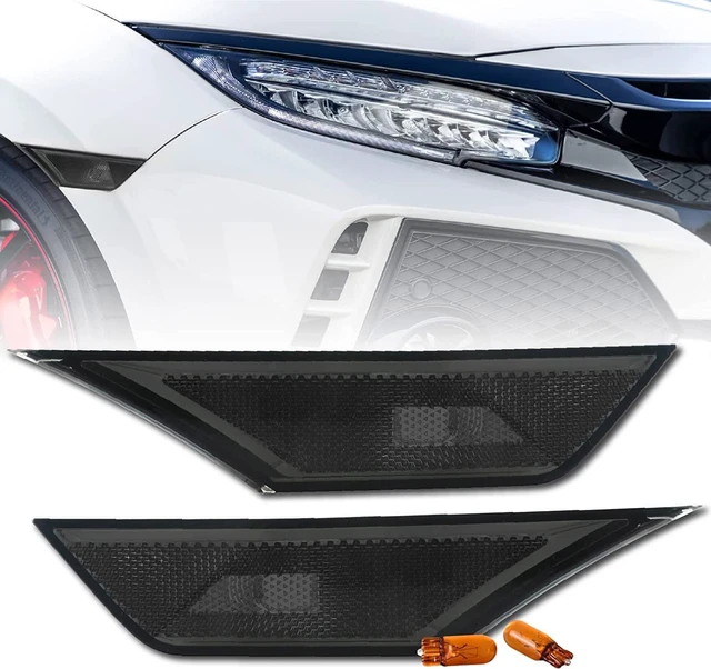 Main image of REVi MotorWerks DEPO Smoke Lens Front Bumper Side Marker Light Set + Amber Bulbs Included Compatible with 2016-2021 10th Gen Honda Civic 2D/4D/5D
