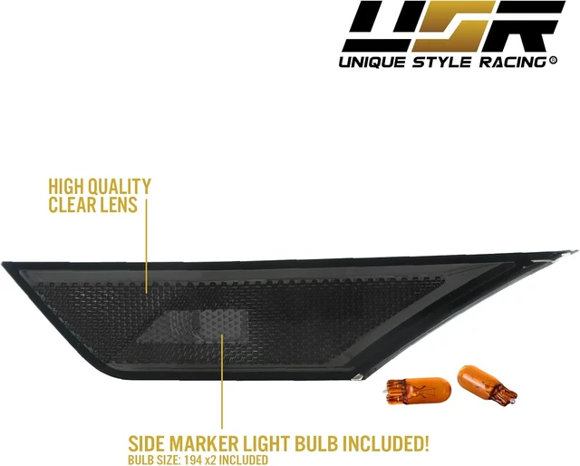 Alt view image 5 of 7 - REVi MotorWerks DEPO Smoke Lens Front Bumper Side Marker Light Set + Amber Bulbs Included Compatible with 2016-2021 10th Gen Honda Civic 2D/4D/5D