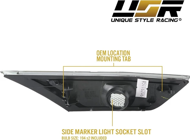 Alt view image 7 of 7 - REVi MotorWerks DEPO Smoke Lens Front Bumper Side Marker Light Set + Amber Bulbs Included Compatible with 2016-2021 10th Gen Honda Civic 2D/4D/5D