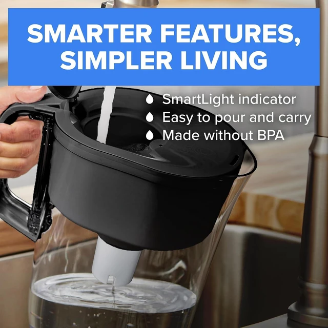 Alt view image 4 of 7 - Large 10-Cup Pitcher with Plus Filter, Stone Blue