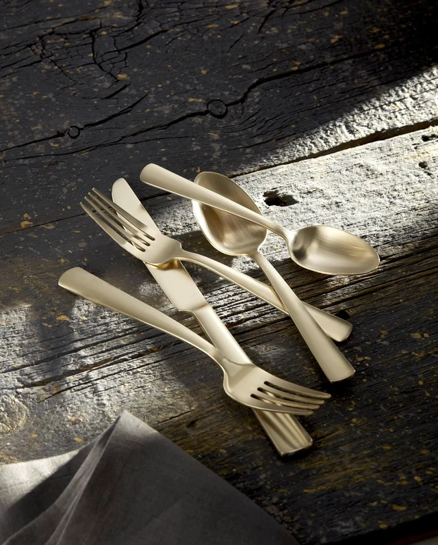 Alt view image 7 of 7 - Aptitude Champagne Satin 20-Piece Silverware Set for 4, Flatware