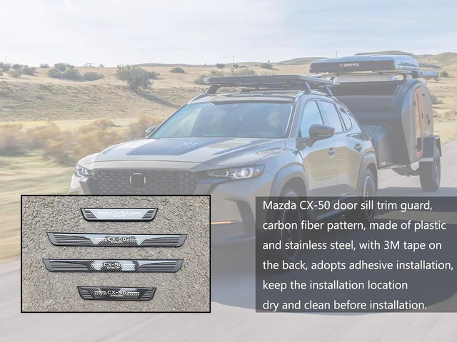 Main image of Carbon Fiber Door Sill Protector for Mazda CX-50 CX50 2023 2024, Door Entry Guard Scuff Plate Trim Cover Accessories, Auto Interior Accessory Kick Panels 4pcs set