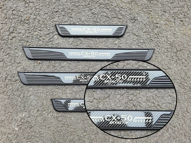Alt view image 2 of 6 - Carbon Fiber Door Sill Protector for Mazda CX-50 CX50 2023 2024, Door Entry Guard Scuff Plate Trim Cover Accessories, Auto Interior Accessory Kick Panels 4pcs set