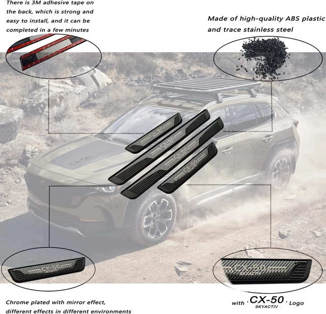 Alt view image 3 of 6 - Carbon Fiber Door Sill Protector for Mazda CX-50 CX50 2023 2024, Door Entry Guard Scuff Plate Trim Cover Accessories, Auto Interior Accessory Kick Panels 4pcs set