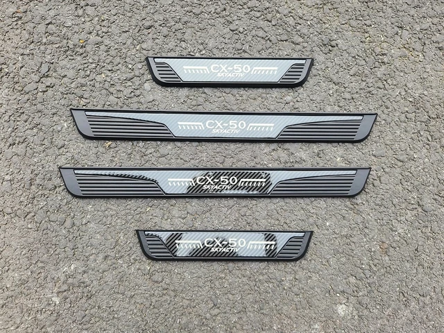 Alt view image 4 of 6 - Carbon Fiber Door Sill Protector for Mazda CX-50 CX50 2023 2024, Door Entry Guard Scuff Plate Trim Cover Accessories, Auto Interior Accessory Kick Panels 4pcs set