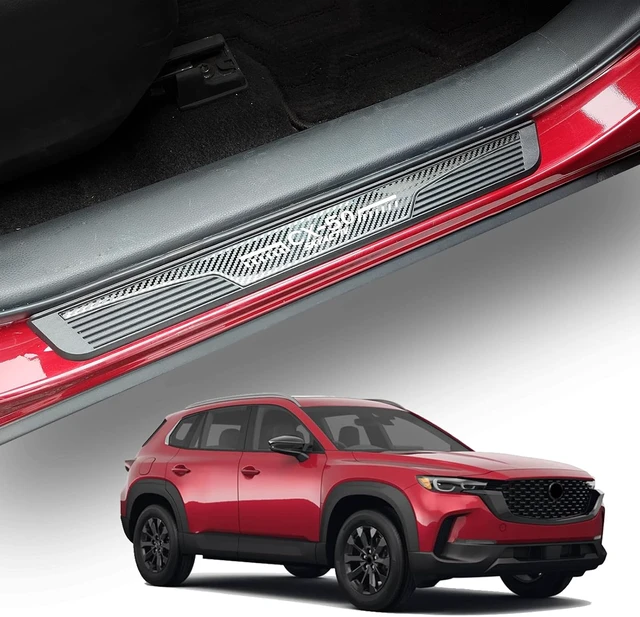 Alt view image 6 of 6 - Carbon Fiber Door Sill Protector for Mazda CX-50 CX50 2023 2024, Door Entry Guard Scuff Plate Trim Cover Accessories, Auto Interior Accessory Kick Panels 4pcs set