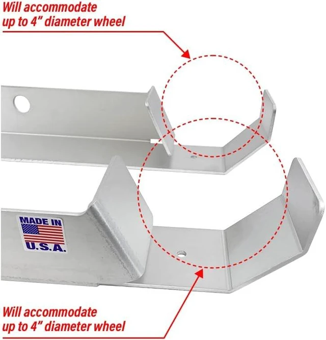 Alt view image 3 of 6 - 488 Aluminum Floor Jack Holder Organizer for Enclosed Race Trailer- Made in USA- Mounted Stabilizer Holds Most Standard Floor Jacks - Secures Floor Jacks from Rolling Around While in Motion