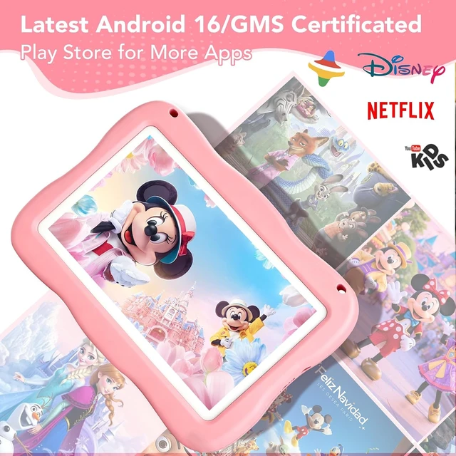 Alt view image 3 of 7 - Kids Tablet, Android 16 Tablet for Kids 7" 4GB 32GB with Drop-proof Case, Pre-installed Offline Learning App, Parental Control WiFi Toddler Tablets for Ages 3-12 with YouTube Google Kids Space