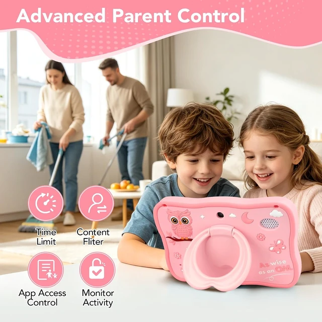 Alt view image 6 of 7 - Kids Tablet, Android 16 Tablet for Kids 7" 4GB 32GB with Drop-proof Case, Pre-installed Offline Learning App, Parental Control WiFi Toddler Tablets for Ages 3-12 with YouTube Google Kids Space