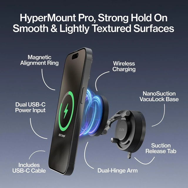 Alt view image 2 of 7 - HyperMount Pro Magnetic Charging Phone Holder for iPhone and Android