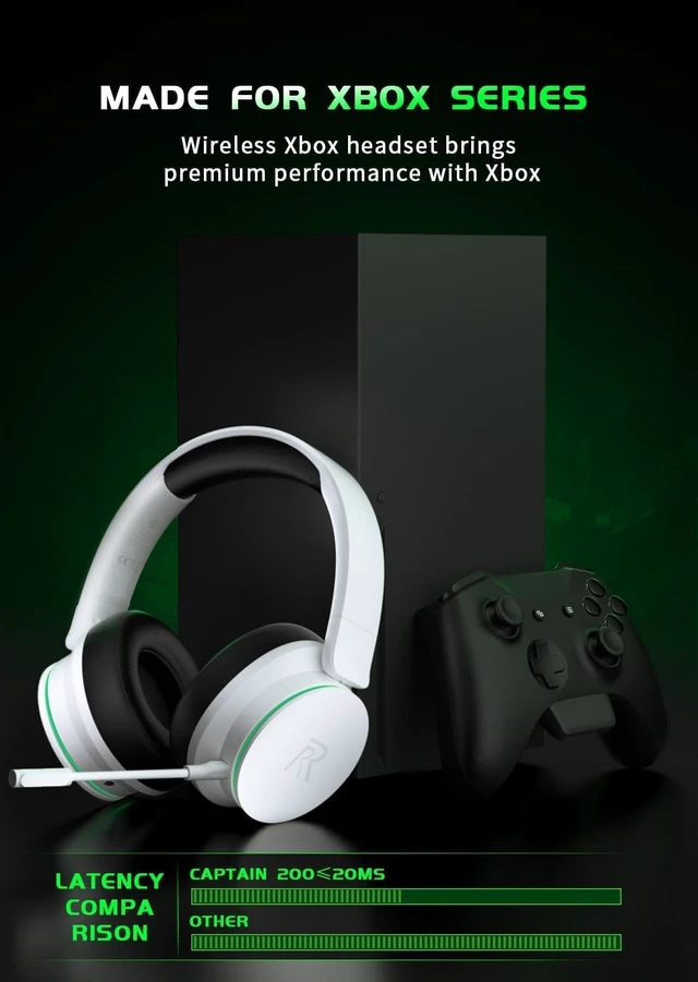 Alt view image 6 of 7 - Wireless Gaming Headset for Xbox Series X|S, Sega Gear Game-Blackwhite