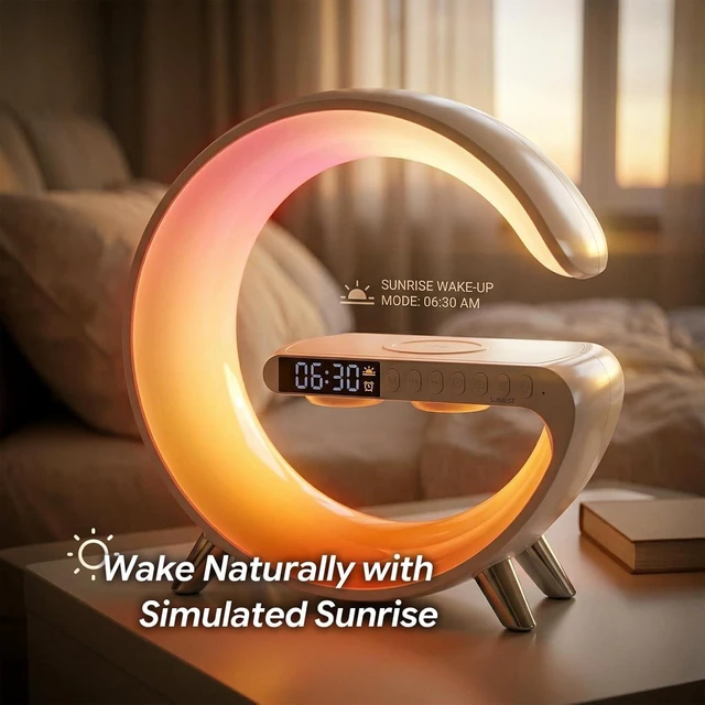 Alt view image 3 of 7 - 5 in 1 LED Table Lamp with Wireless Charging Bluetooth Speaker