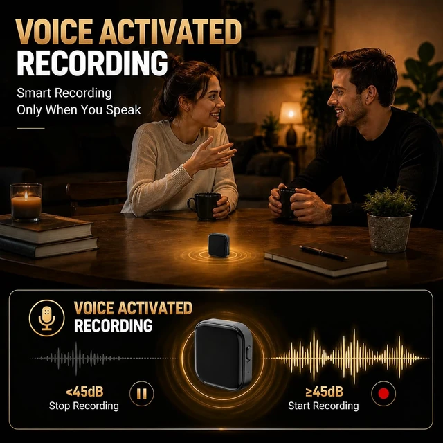 Alt view image 5 of 7 - 136GB (18800H) Magnetic Voice Activated Recorder with AI Noise Reduction