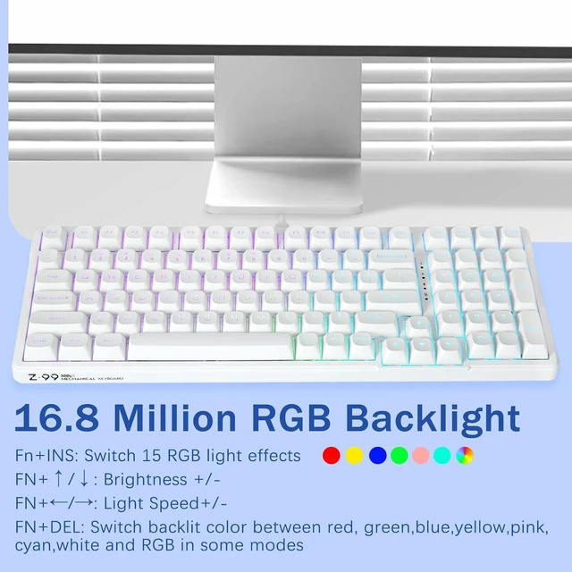 Alt view image 6 of 7 - E-Yooso Creamy Mechanical Keyboard Wired, RGB Backlit, White