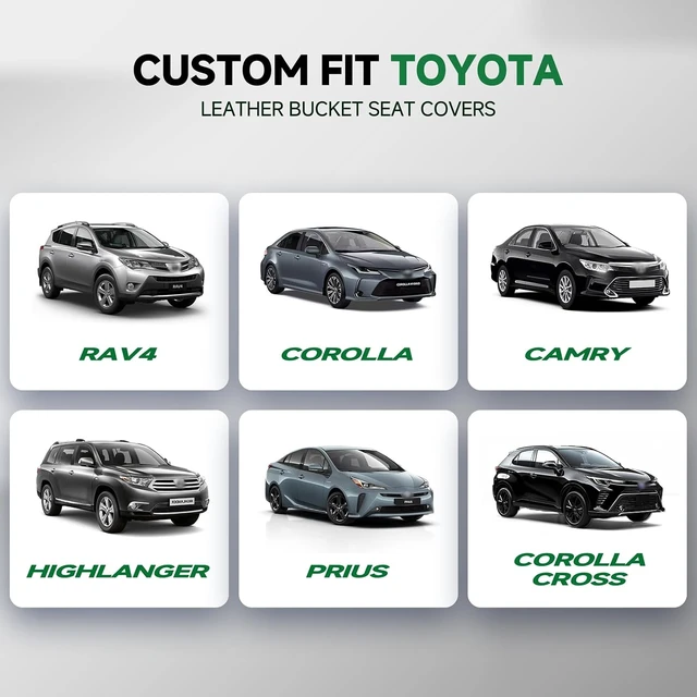 Alt view image 2 of 7 - Front Car Seat Covers Custom Fit for Toyota Rav4 Camry Highlander Corolla Prius Corolla Cross Venza Avalon, Faux Leather Bucket Seat Covers, (Black) 2-Pack