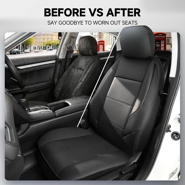 Alt view image 7 of 7 - Front Car Seat Covers Custom Fit for Toyota Rav4 Camry Highlander Corolla Prius Corolla Cross Venza Avalon, Faux Leather Bucket Seat Covers, (Black) 2-Pack