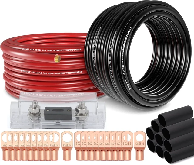 Main image of 4 Gauge Battery Cable Kit 50ft Red/Black CCA Power & Ground with 100A Fuse