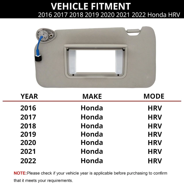 Alt view image 3 of 7 - Sun Visor Fit Honda HRV 2016-2022 Left Driver Side with Light