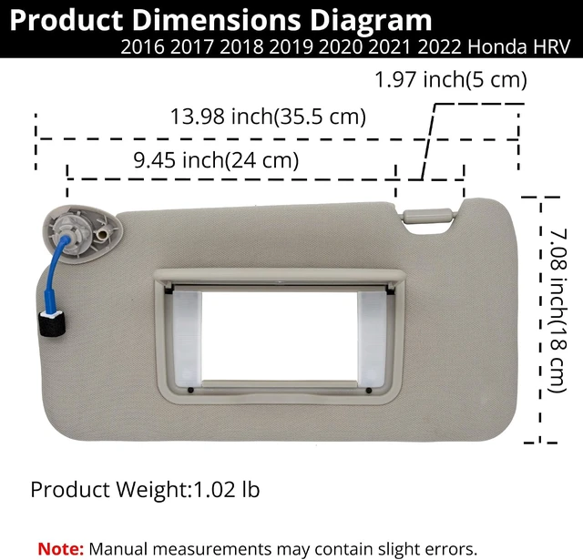 Alt view image 4 of 7 - Sun Visor Fit Honda HRV 2016-2022 Left Driver Side with Light