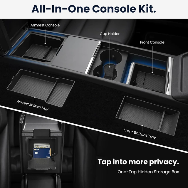 Alt view image 2 of 7 - Tesla Model Y 8PCS Accessories Console Organizer 2025-2026 Juniper