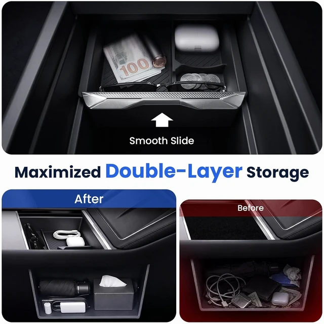 Alt view image 4 of 7 - Tesla Model Y 8PCS Accessories Console Organizer 2025-2026 Juniper