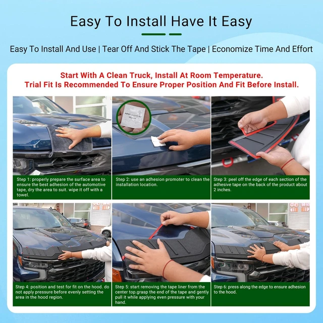 Alt view image 7 of 7 - Hood Deflector Compatible with 2016-2023 Toyota Tacoma