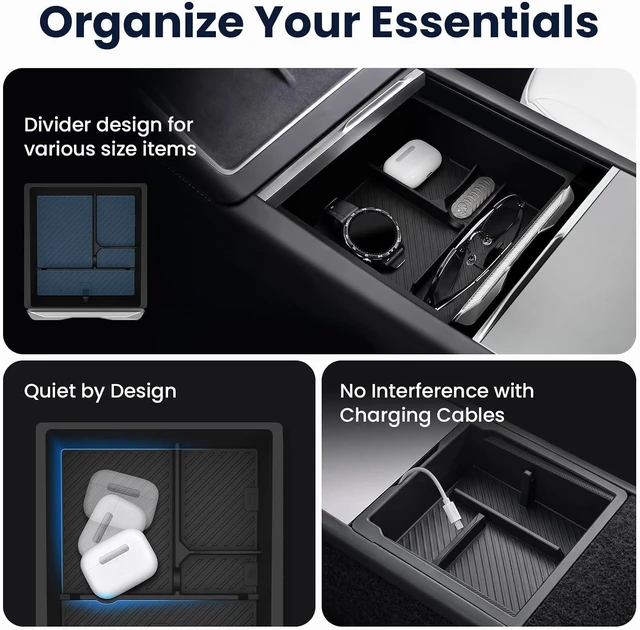 Alt view image 5 of 7 - Tesla Model Y 8PCS Accessories Console Organizer 2025-2026 Juniper