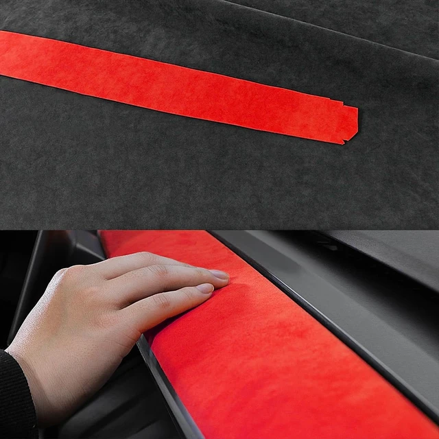 Alt view image 6 of 7 - Red Suede Center Console Panel Dashboard Protective Cover Styling Moulding Interior Trim for Tesla Model Y 2020-2024 Model 3 2017-2023 Decor Sticker Accessories