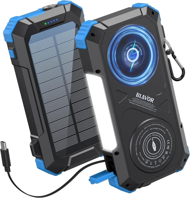 Main image of Solar Power Bank Built-in Retractable Cable 20000mAh