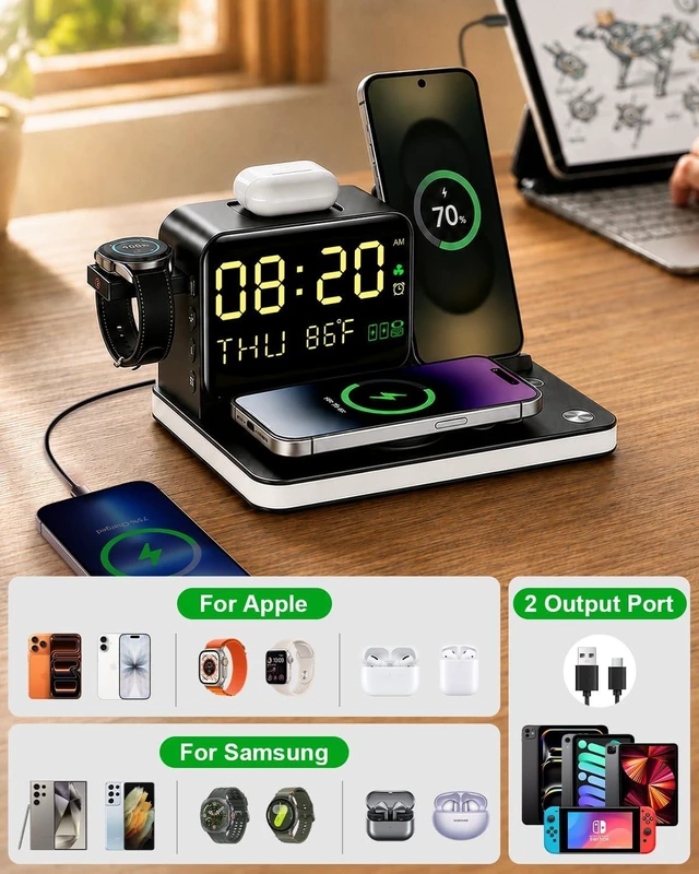 Alt view image 4 of 7 - 7-in-1 Wireless Charging Station 25W Qi2.2 Charger for Device