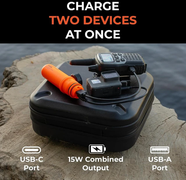 Alt view image 6 of 7 - NESTOUT Portable Charger, 5000mAh Outdoor Battery Power Bank, 15W USB-C Fast Charging, Waterproof IP67, Durable Shockproof, Battery Pack for Phone Tablet Hiking Travel Camping (Orange, 5000mAh)