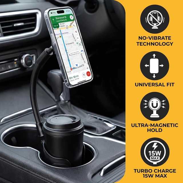 Alt view image 2 of 7 - Car Mount Wireless Charger 15W - Magnetic Phone Holder - Zero Space & Secure - Auto Accessories Charger - Compatible with iPhone 17 Pro Max to 12 - Compatible with Android Devices