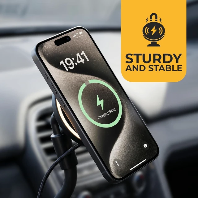 Alt view image 6 of 7 - Car Mount Wireless Charger 15W - Magnetic Phone Holder - Zero Space & Secure - Auto Accessories Charger - Compatible with iPhone 17 Pro Max to 12 - Compatible with Android Devices
