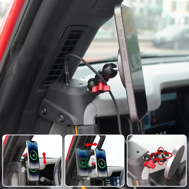 Alt view image 4 of 7 - Magnetic Phone Holder with Charging C Port for Ford Bronco 2021-2026