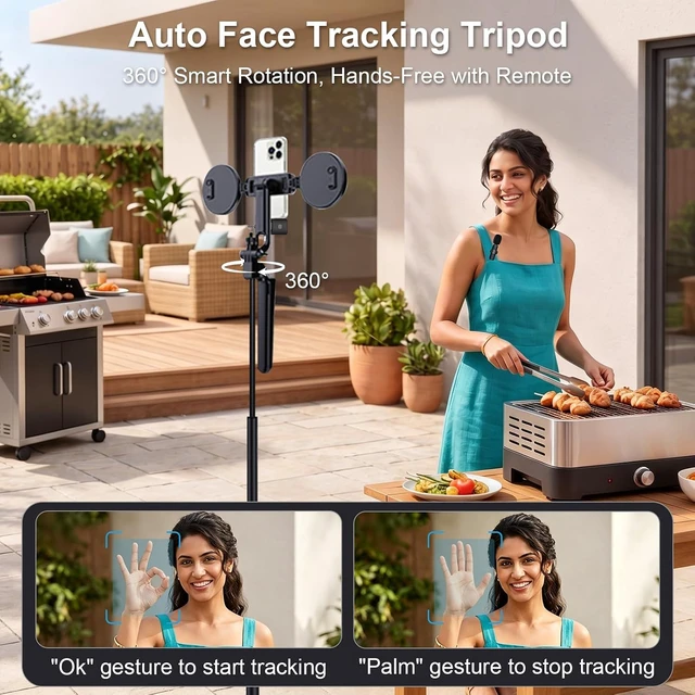 Alt view image 2 of 7 - Tripod for iPhone Vlogging Kit with Mini Microphone, Light & Remote