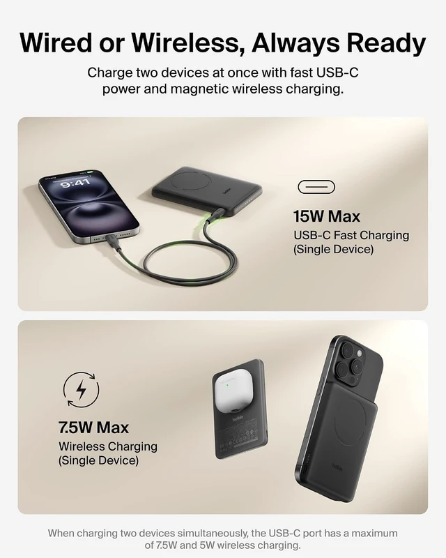 Alt view image 5 of 7 - 5K 7.5W Ultra Slim Portable Power Bank, Supports MagSafe Accessories