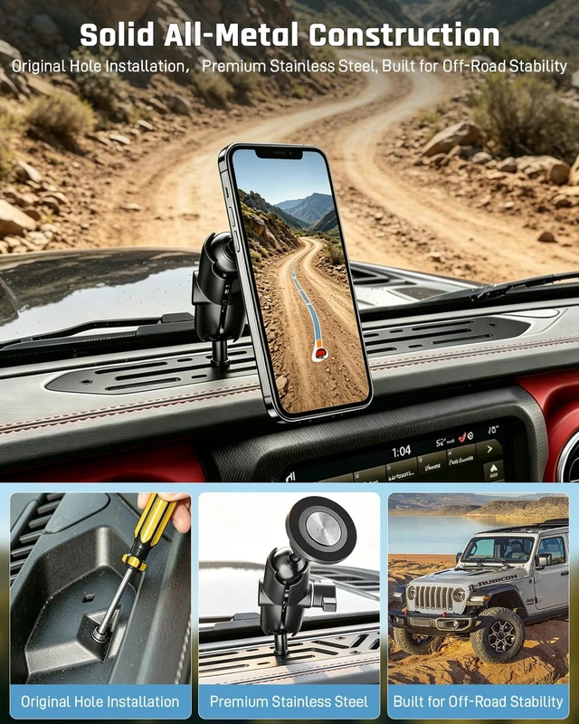 Alt view image 3 of 7 - Phone Holder for Jeep Wrangler JL 2018-2023 & Gladiator JT 2020-2023