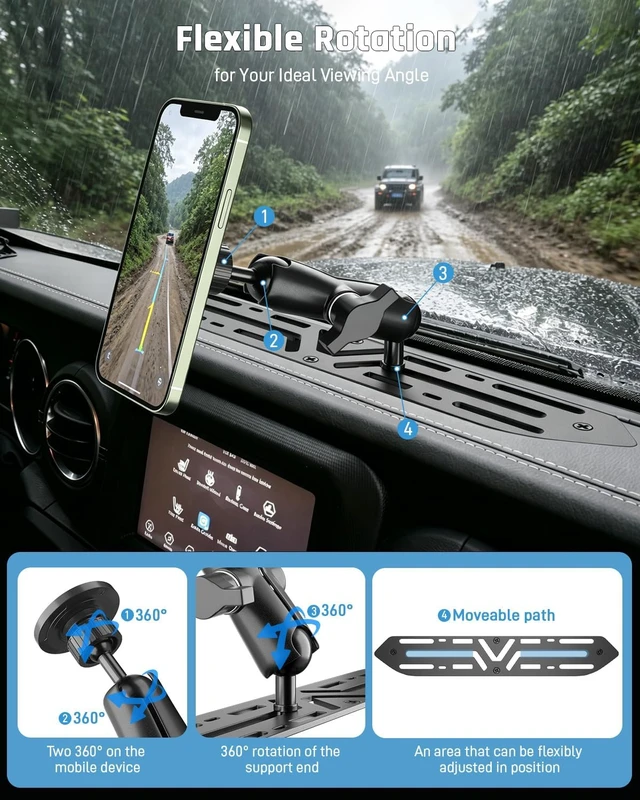 Alt view image 7 of 7 - Phone Holder for Jeep Wrangler JL 2018-2023 & Gladiator JT 2020-2023