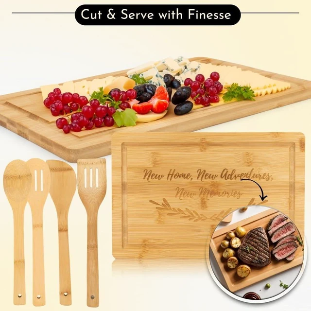 Alt view image 3 of 7 - House Warming Gifts New Home Home Essentials for New Home Gift Set Includes Scented Candle, Bamboo Cutting Board, Soap Set, Towels, Salt and Pepper Shaker Luxury New House Must Haves