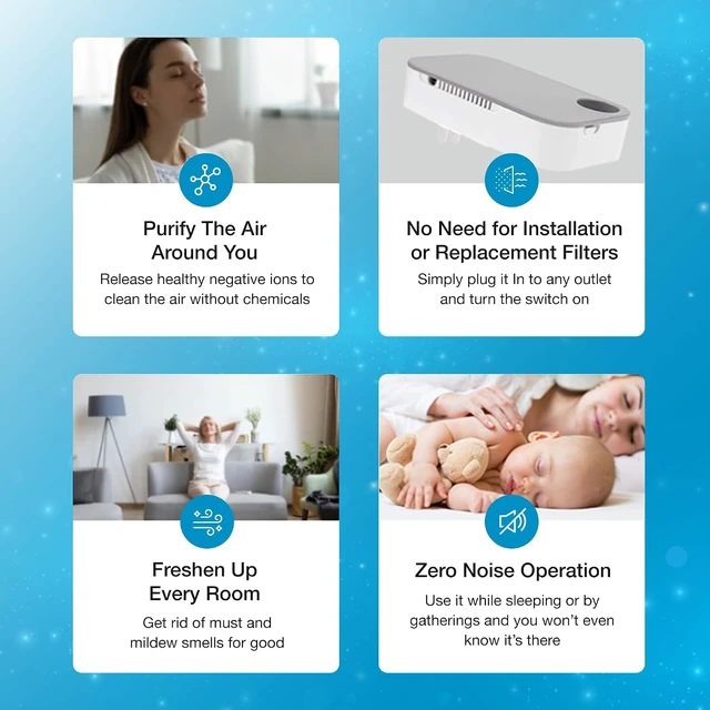 Alt view image 7 of 7 - Ion Pure Plug in Air Purifier for Home Negative Ion Technology No Filter