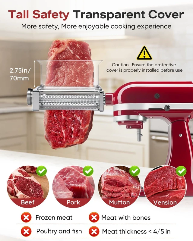 Alt view image 5 of 7 - 3-Adjust Stainless Steel Meat Tenderizer Attachment for KitchenAid Mixer