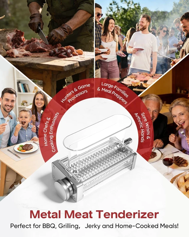 Alt view image 6 of 7 - 3-Adjust Stainless Steel Meat Tenderizer Attachment for KitchenAid Mixer