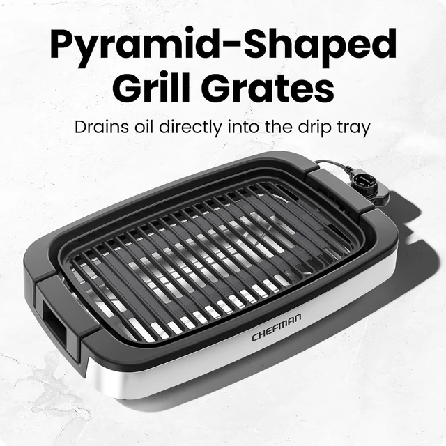 Alt view image 5 of 7 - Smokeless Indoor Electric Grill, Extra Large Grilling Surface, Nonstick Table Top Grill for Indoor Grilling and BBQ with Adjustable Temperature Control, Drip Tray, Dishwasher-Safe Parts