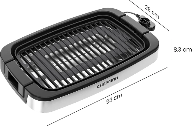 Alt view image 7 of 7 - Smokeless Indoor Electric Grill, Extra Large Grilling Surface, Nonstick Table Top Grill for Indoor Grilling and BBQ with Adjustable Temperature Control, Drip Tray, Dishwasher-Safe Parts